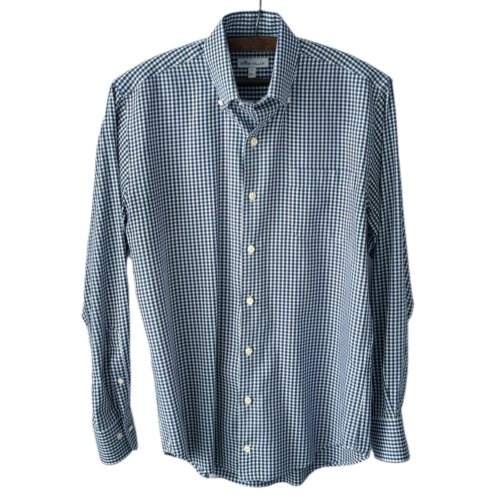 Peter Millar Navy Gingham Check Performance Fabri… - image 1